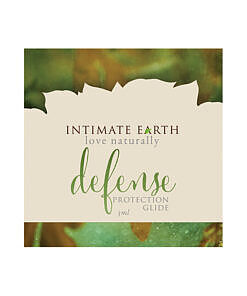 Intimate Earth Defense Protection Glide 3 ml foil packet on plain background