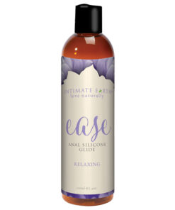 Ease Relaxing Bisabol Anal Silicone 120ml bottle on a white background with its clear silicone texture visible.