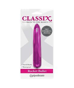 Classix Rocket Bullet Vibrator Pink - compact pink bullet vibrator with intense vibration by Pipedream