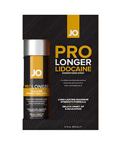 JO Prolonger Lidocaine Desensitizing Spray 2 oz bottle on a nightstand
