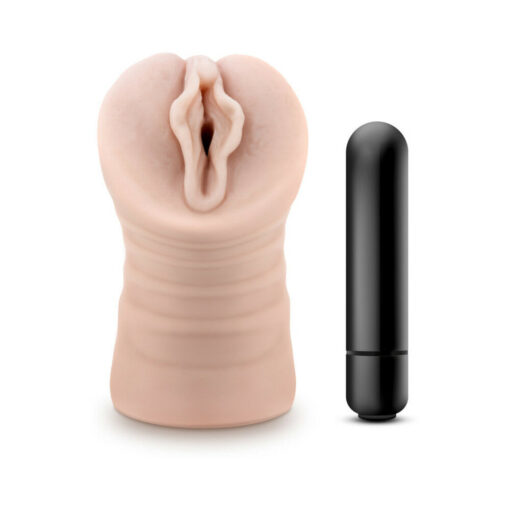 shown with soft textured sleeve and bullet vibrator.