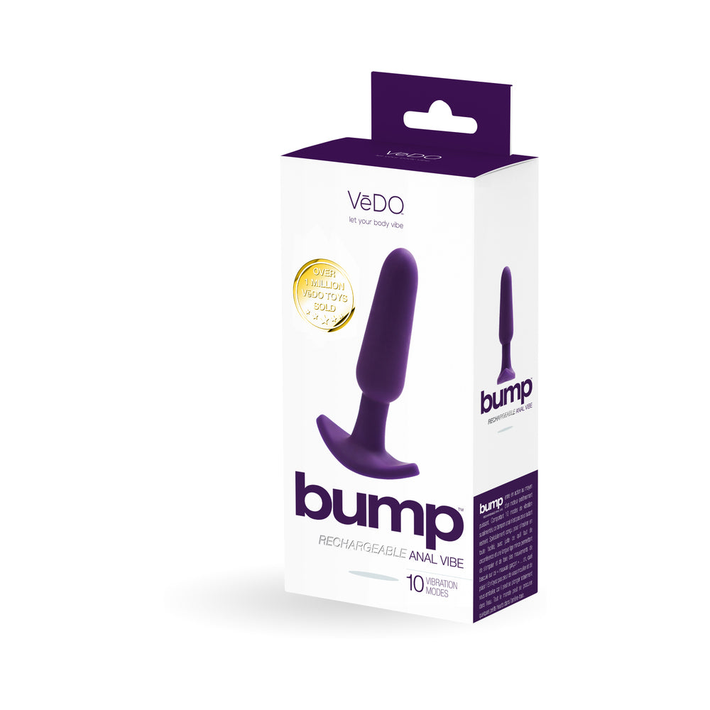 Deep purple VeDO Bump rechargeable anal vibe with smooth silicone finish