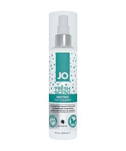 JO Misting Toy Cleaner 4 oz spray bottle with light blue liquid