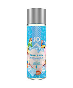JO Candy Shop bubble gum flavored lubricant 2 oz bottle with pink label and playful candy theme on white