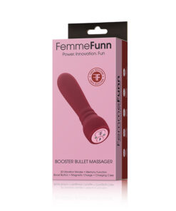 Maroon FemmeFunn Booster Bullet Massager with silicone surface