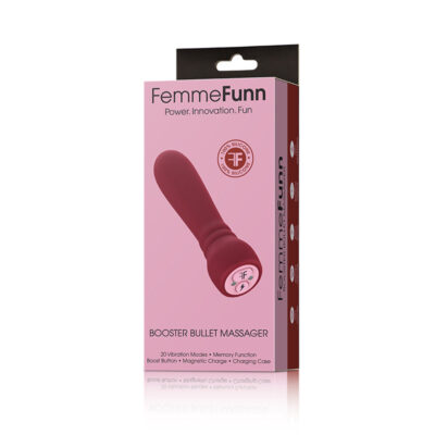 Maroon FemmeFunn Booster Bullet Massager with silicone surface