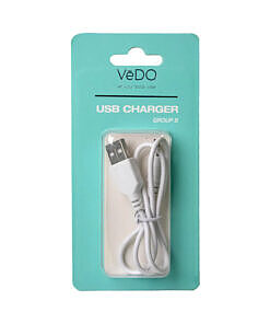 VeDO USB Charger B magnetic cable next to a pink VeDO personal massager