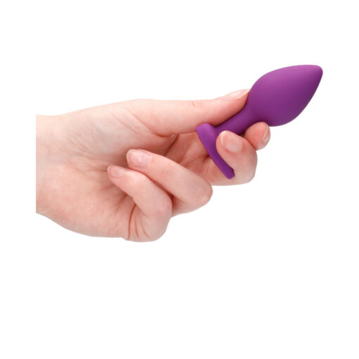 Ouch! Flexible Silicone Diamond Heart Butt Plug Purple Regular - Image 8