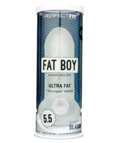 Clear Ultra Fat Sleeve lying against a dark background showing its transparent stretchy texture and ribbed interior.