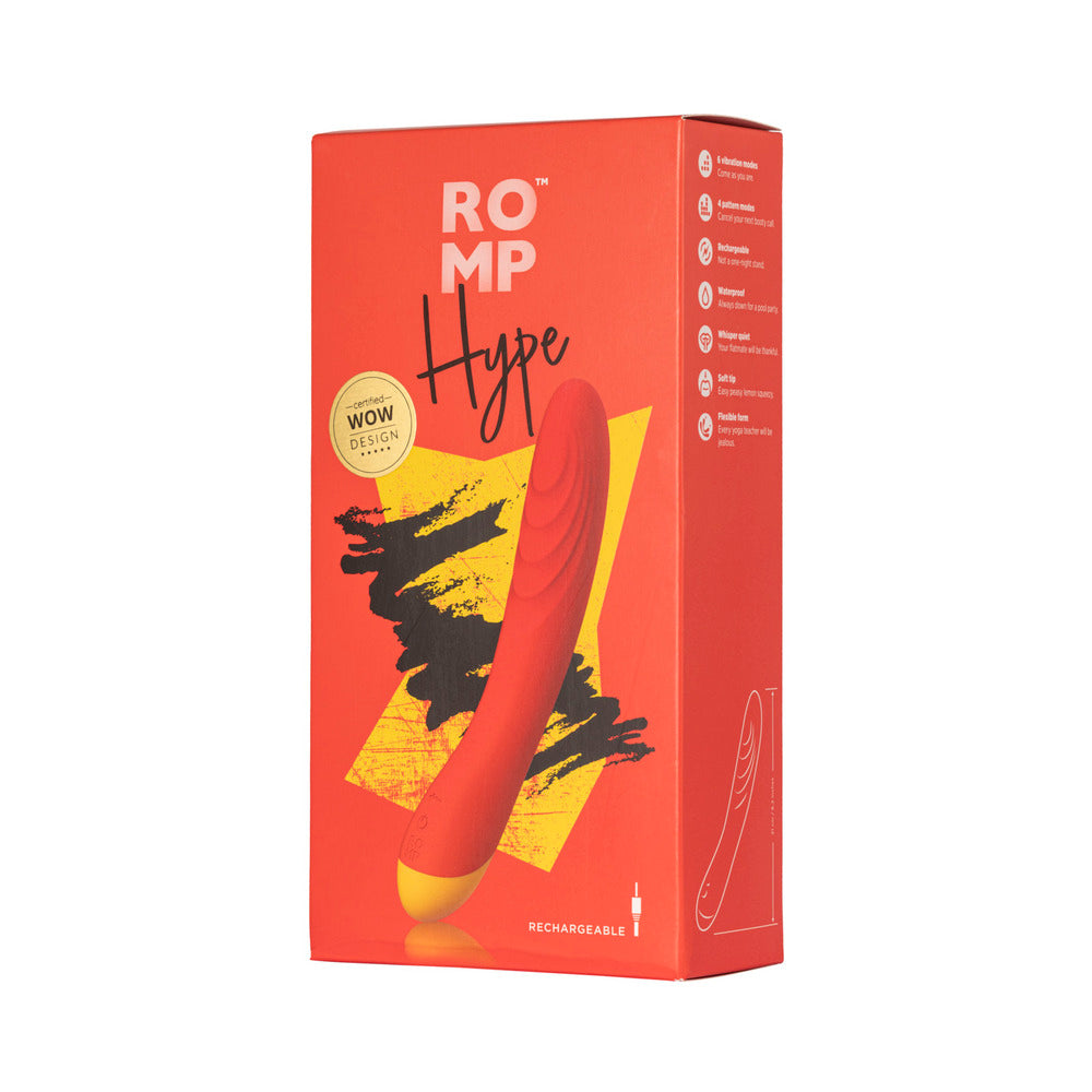 ROMP Hype rechargeable silicone G-spot vibrator in vibrant red