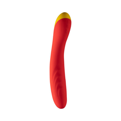 showing ergonomic curved shape and plush tip on a white background.