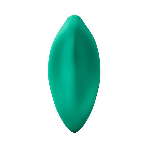 showing its curved palm-sized shape and single button.