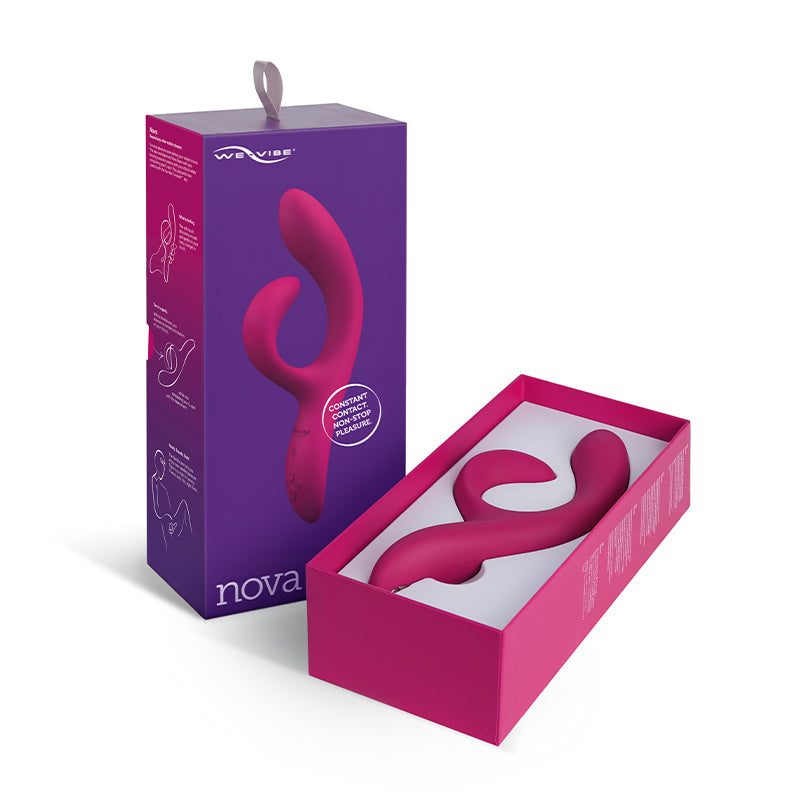 We-Vibe Nova 2 Rabbit Vibrator in pink silicone with curved flexible neck and dual stimulation arms.