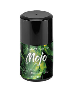 Intimate Earth Mojo Penis Stimulating Gel 1 oz bottle on a clean surface