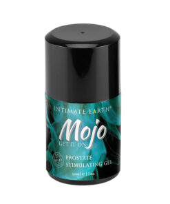 Mojo Prostate Stimulating Gel 30 ml bottle on a clean surface with clear gel visible.