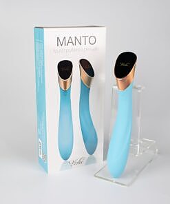Manto Touch Panel G-Spot Vibrator Blue - rechargeable G-spot vibrator with touch panel controls and curved silicone shaft