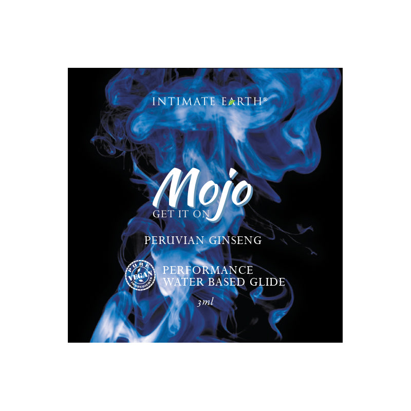 Mojo Peruvian Ginseng Waterbased Performance Glide 3 ml foil packet on a clean surface