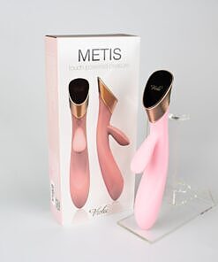 Metis Touch Panel Rabbit Vibrator Pink on white background