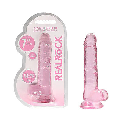 RealRock crystal clear realistic dildo with suction cup and balls