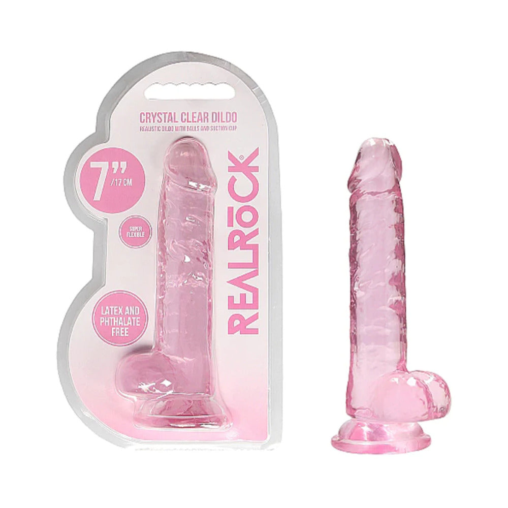 RealRock crystal clear realistic dildo with suction cup and balls