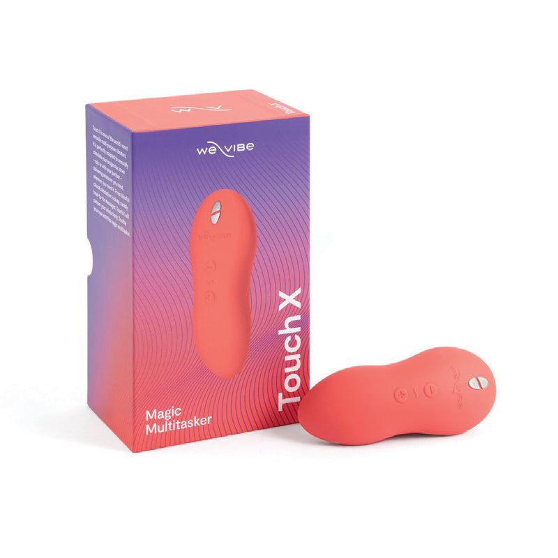 We-Vibe Touch X Rechargeable Silicone Lay-On Vibrator Crave Coral on white background
