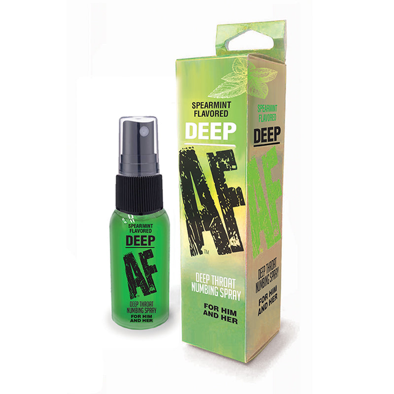 Deep AF Spearmint Flavored Deep Throat Numbing Spray 1 oz bottle with fine mist pump