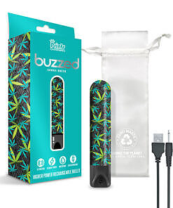 Prints Charming Canna Queen rechargeable bullet in black with vibrant cannabis leaf print