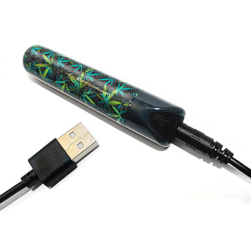 Prints Charming Buzzed Rechargeable 3.5" Bullet - Canna Queen - Black - Image 4