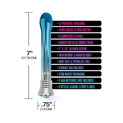 Nixie Waterproof 10-Function Bulb Vibe - Blue Ombre Glow - Image 4