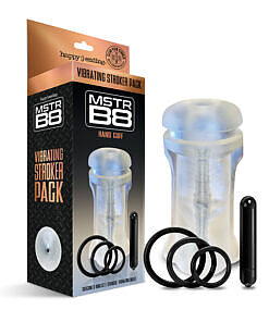 Happy Ending Mstr B8 vibrating stroker pack with handcuff