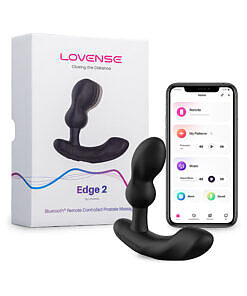 Lovense Edge 2 adjustable prostate massager side view on white