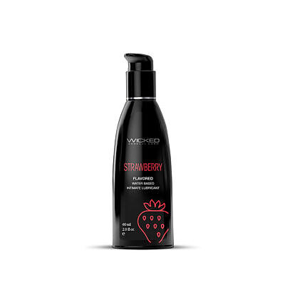 Wicked Aqua Strawberry water-based lube 2 oz bottle