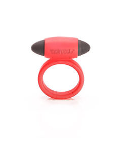 Tantus Super Soft Vibrating Cockring Crimson in rich red silicone