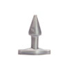 Tantus Stud Plug silver anal plug with tapered tip and flared base on white background