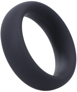 Tantus Intermediate C-Ring in onyx black silicone resting on a clean white surface