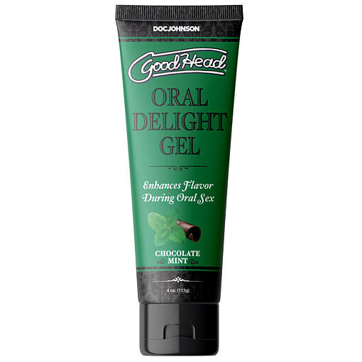 showing rich brown gel and mint leaf graphic on the label.