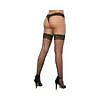 Dreamgirl fishnet thigh-high stockings with silicone lace top and back seam
