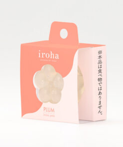 iroha Petit PLUM Clear one-use vibrator on soft pink