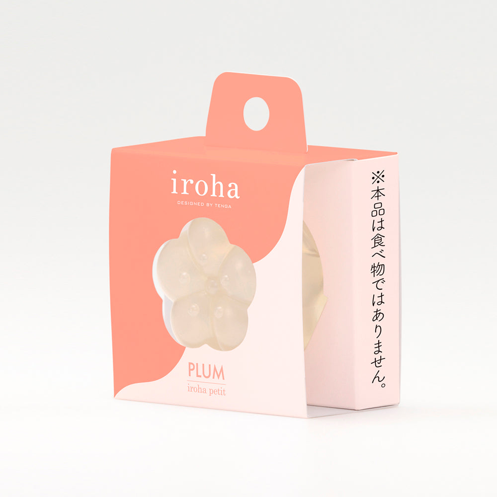 iroha Petit PLUM Clear one-use vibrator on soft pink