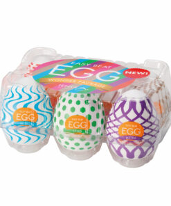Tenga Egg Variety Pack Wonder 6 pcs box displaying six colorful textured egg sleeves against a white background.