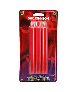 Japanese Drip Candles 3-Pack by Doc Johnson: three red non-toxic wax candles for safe hot wax play and intimate sensation.