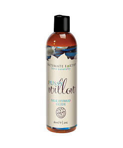 Intimate Earth Pussy Willow Silk Hybrid Glide lubricant bottle with creamy hybrid lube