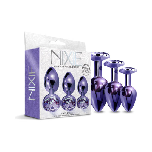 Nixie Metal Butt Plug Trainer Set 3-Piece Purple Metallic - Image 2