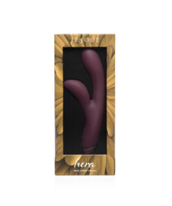 Je Joue Hera Rechargeable Silicone Rabbit Vibrator in purple with soft squishy tip and flexible thumb