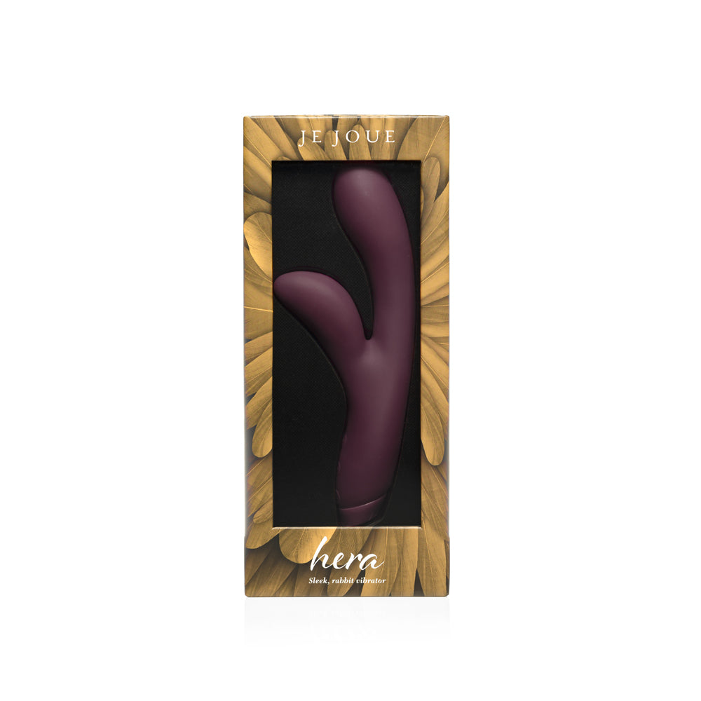 Je Joue Hera Rechargeable Silicone Rabbit Vibrator in purple with soft squishy tip and flexible thumb