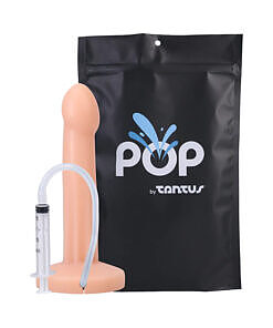 Tantus POP Squirting Dildo Cream (Bag) realistic silicone squirting dildo with PT3 mechanism and syringe