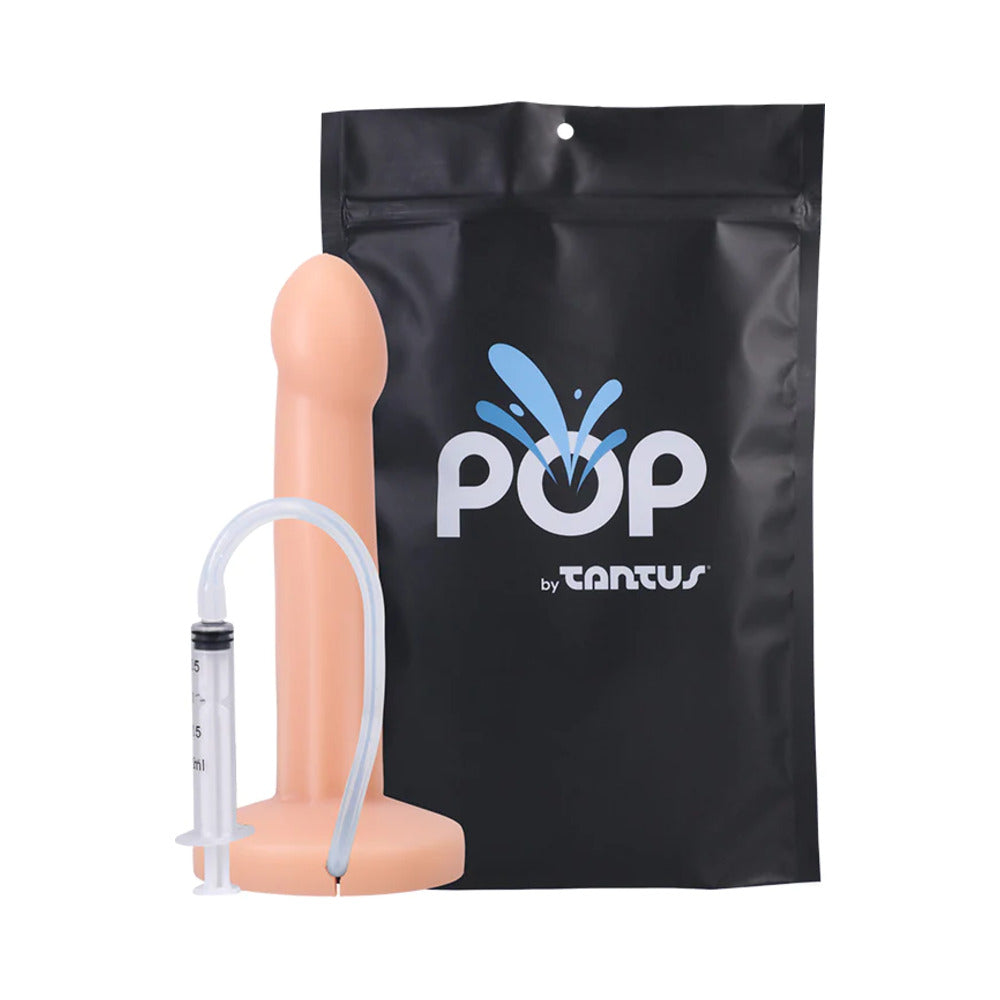 Tantus POP Squirting Dildo Cream (Bag) realistic silicone squirting dildo with PT3 mechanism and syringe