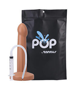 Tantus POP Squirting Dildo Honey (Bag) body-safe silicone dildo with handheld syringe for squirting feature.