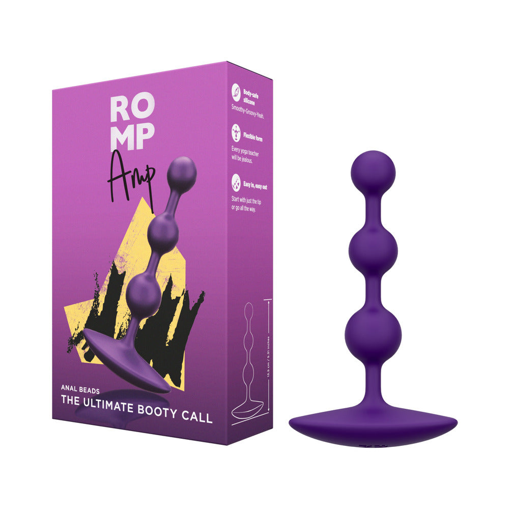 ROMP Amp Silicone Anal Plug Dark Purple on a white background