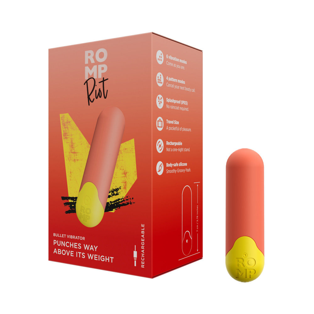 ROMP Riot Rechargeable Bullet Vibrator in light orange
